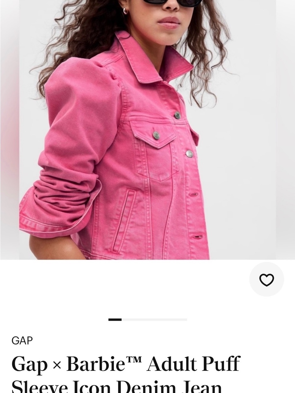 GAP Pink Puff-Sleeve Denim Jacket